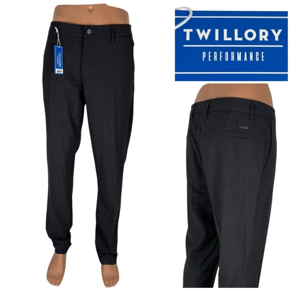 Twillory Men 34 X 34 Pants Performance Tailored Fit Wool Cashmere Blend Gray NWT